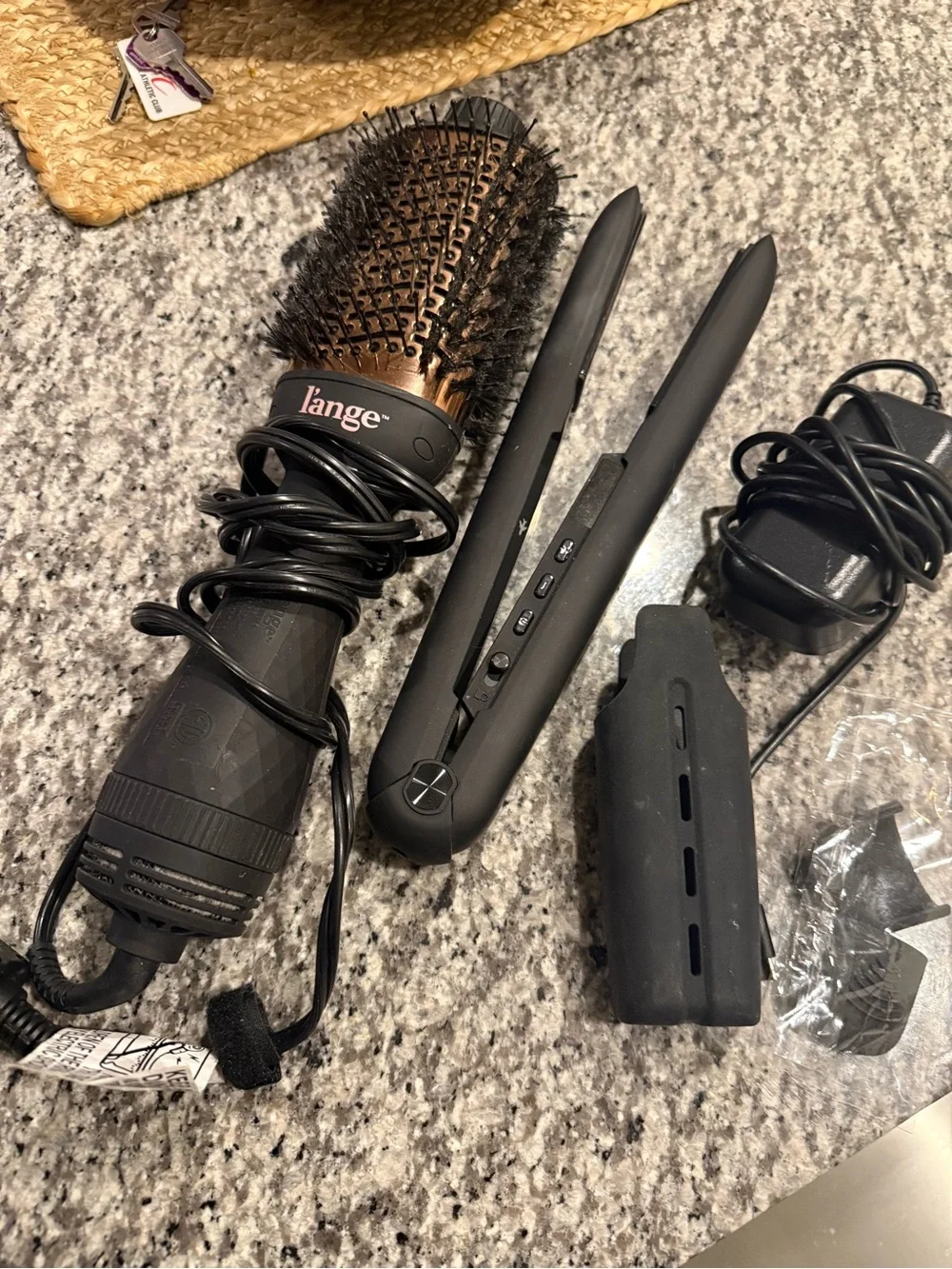 Lange Black and Bronze Heated Round Brush with Black Flat Iron